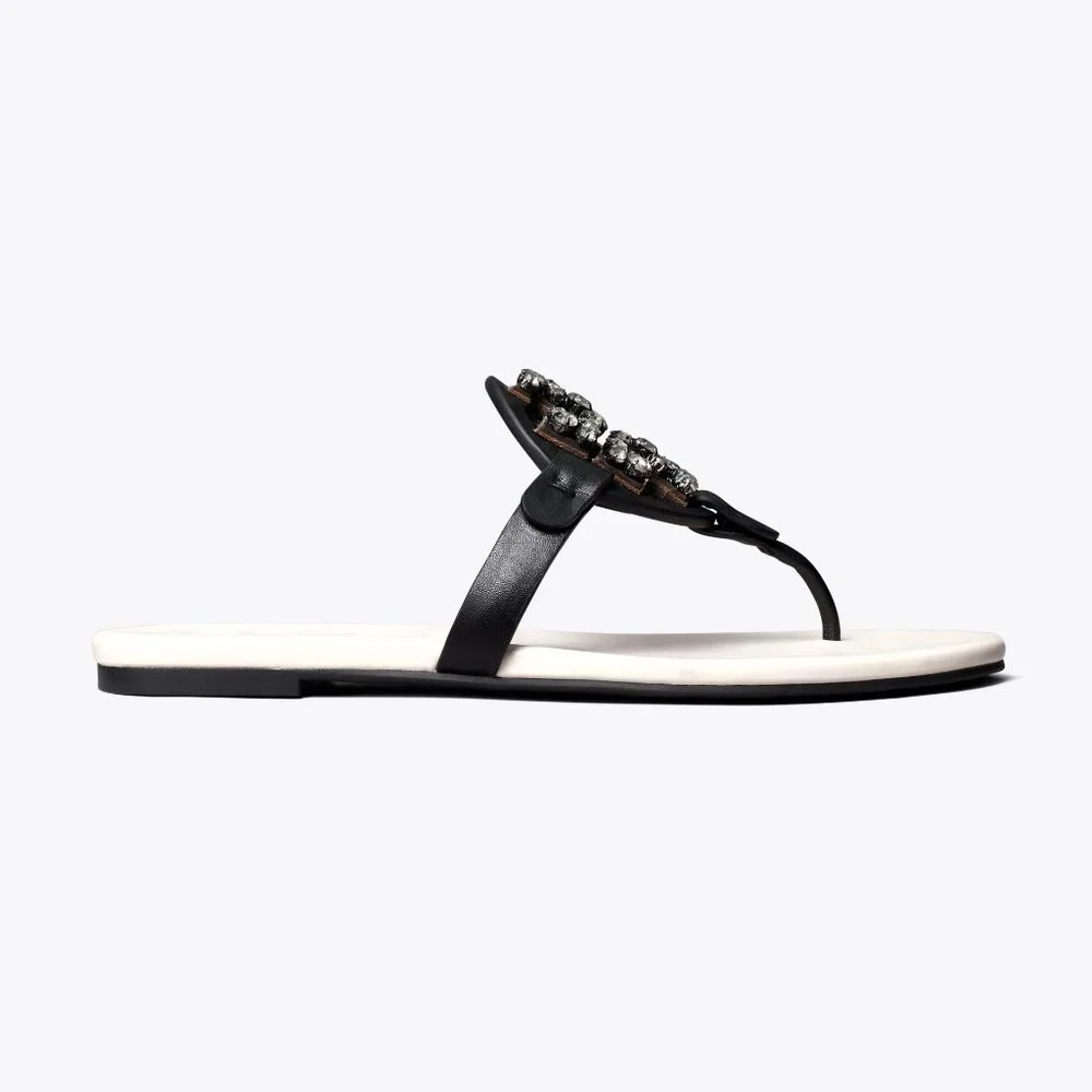 Tory Burch MANY SIZES CRYSTAL MILLER SOFT SANDAL Embellished Jeweled Two Tone